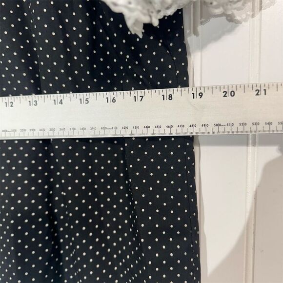 VTG Malco Modes Polka Dot Lace Collar Puff Sleeve Blouse XL USA Cottagecore - Picture 3 of 9